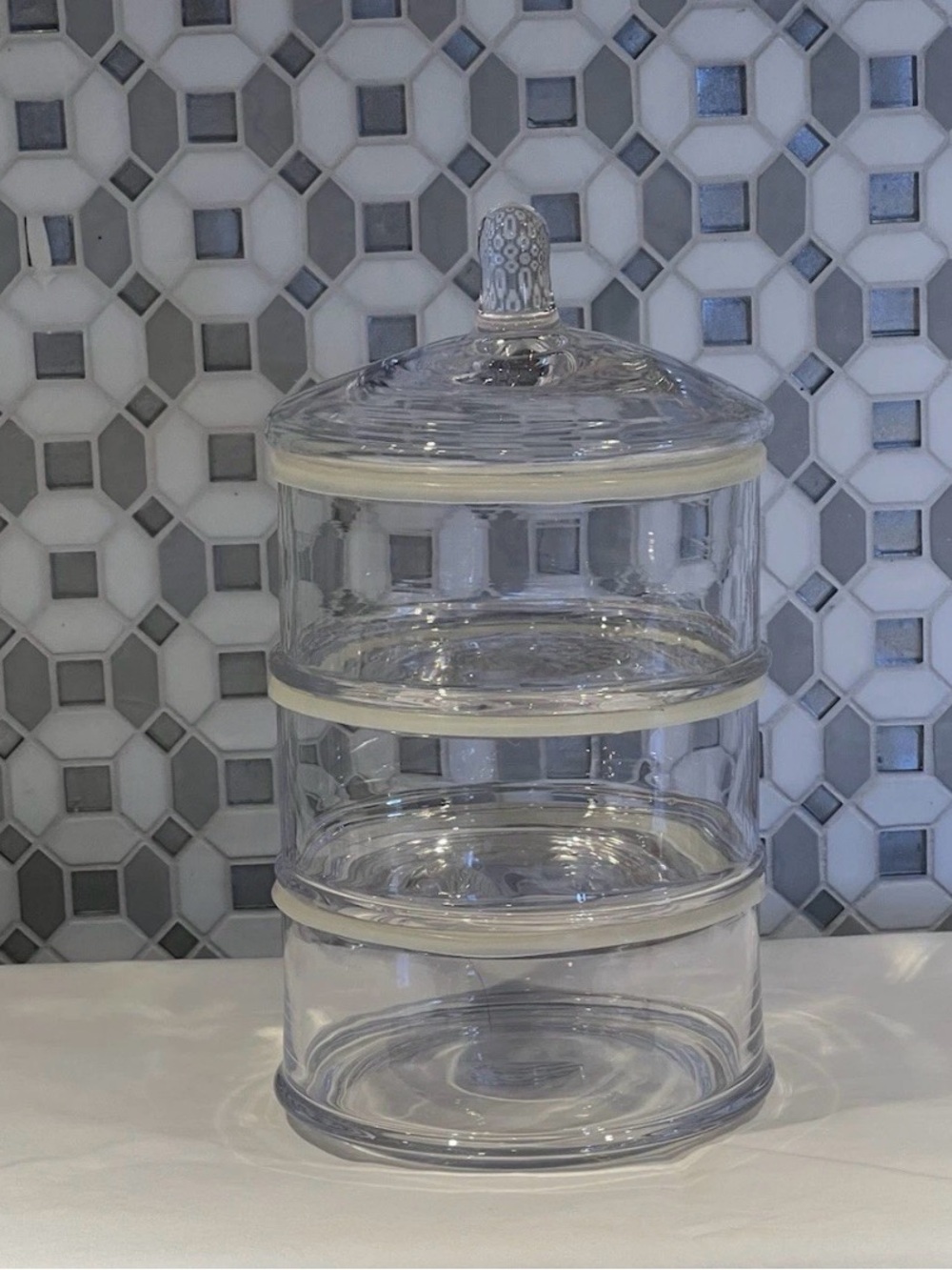Clear Glass Stacking Candy Dish Tower 3 Tiers With Lid